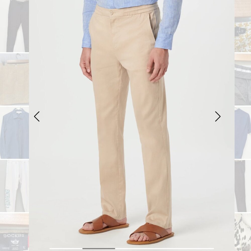 Bugatchi Beige Drawstring Pants in SIze Small